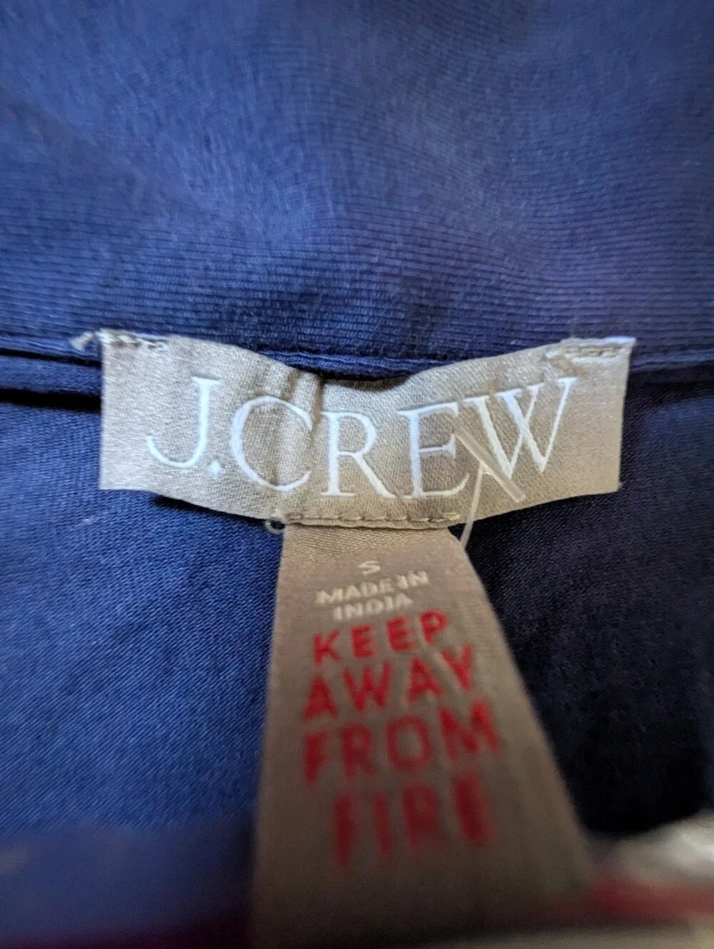 NWT J.Crew Pajama Top S Navy Blue Ivory Piping Button Front Classic Sleepwear